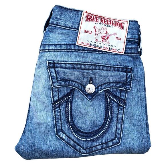 True Religion Jeans Size 34 RAINBOW JOEY Blue - Picture 1 of 11